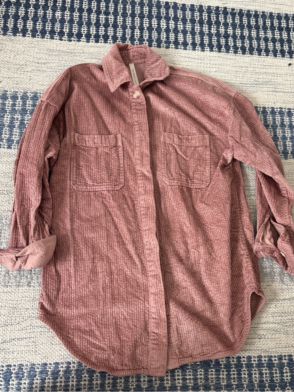 Aritzia Dusty Rose Corduroy Button-Up Shirt jacket
